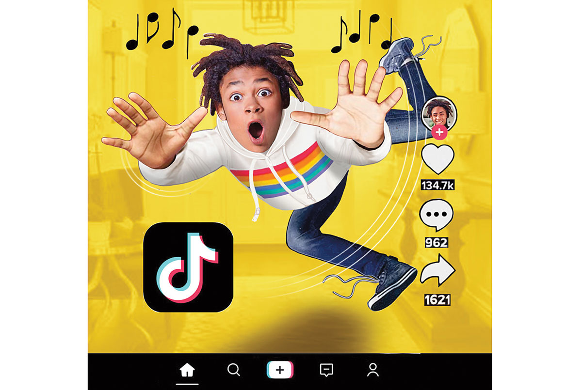 illustration of a boy falling on a TikTok
