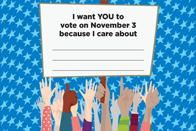 A form says it wants you to vote because I care about blank.
