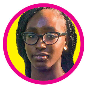 a girl wearing glasses