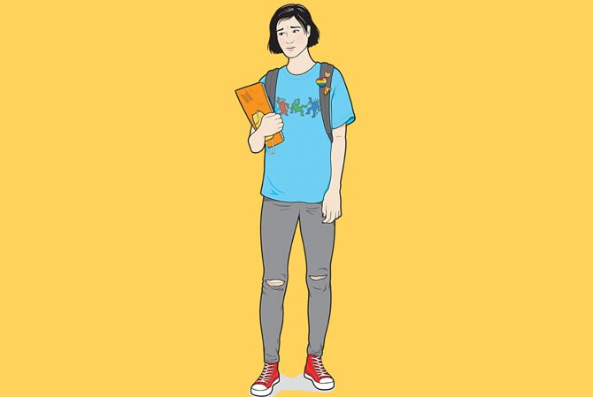 enlargeable illustration of a worried student