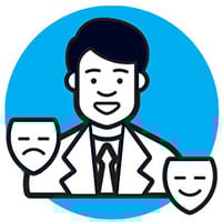 illustrated icon of a teacher and theater masks