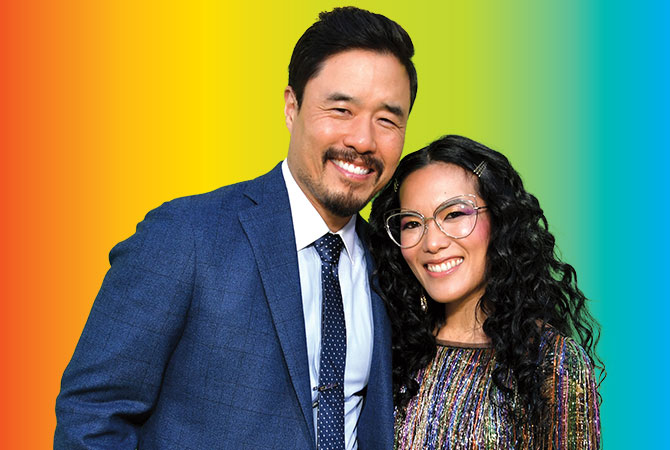 picture of Randall Park and Ali Wong in front of a colorful background