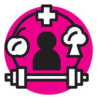 Illustration of a person eating healthy and working out
