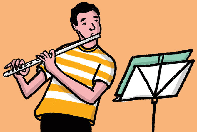 Illustration of a person playing the flute