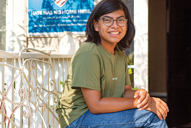 Teen smiling