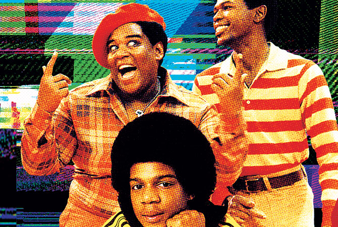 Three teens with a colorful, textured background