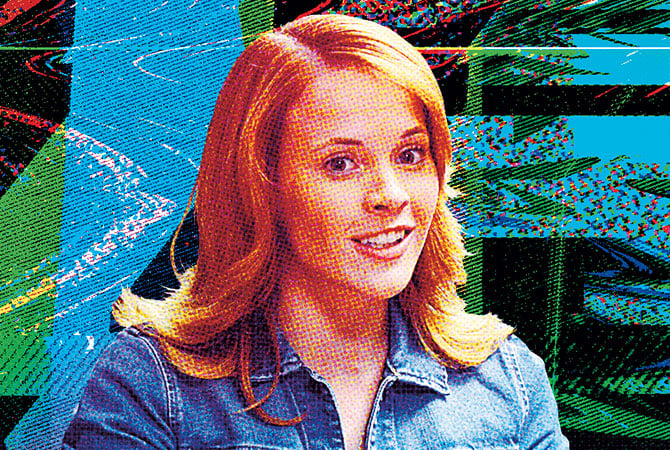 Person with colorful, textured background
