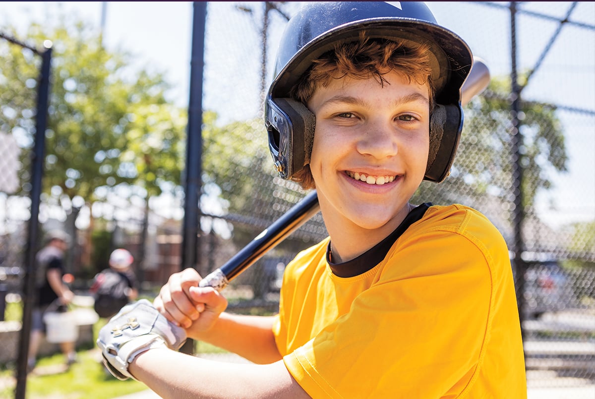 Baseball player smiling