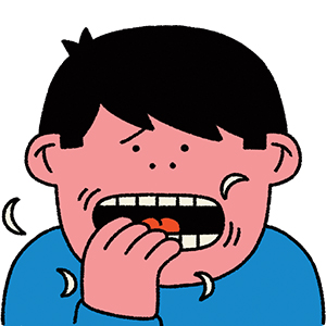 Illustration of a person looking nervous while biting their nails