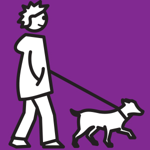 Illustration of a person walking a dog