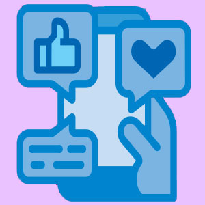 Icon of hearts and likes on a phone