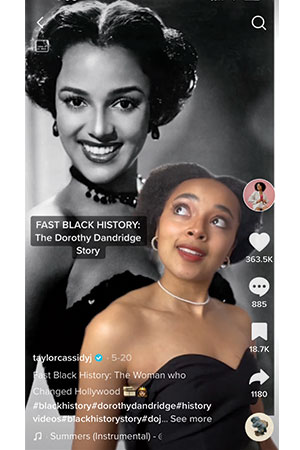 Image of a Tik Tok where person is emulating famous figure in Black history