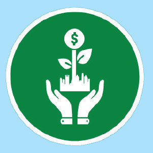 Icon of a pair of hands holding a money flower
