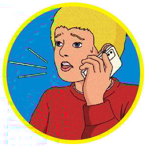 Illustration of a person on the phone in panic
