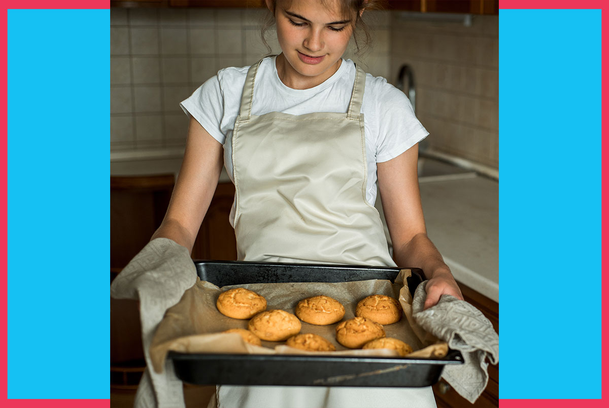 Image of a person baking cookies