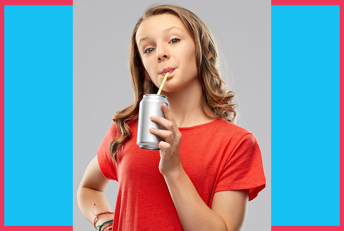 Image of a person drinking soda from a straw