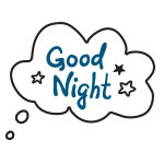 Icon of a thought bubble with text, "Good Night"