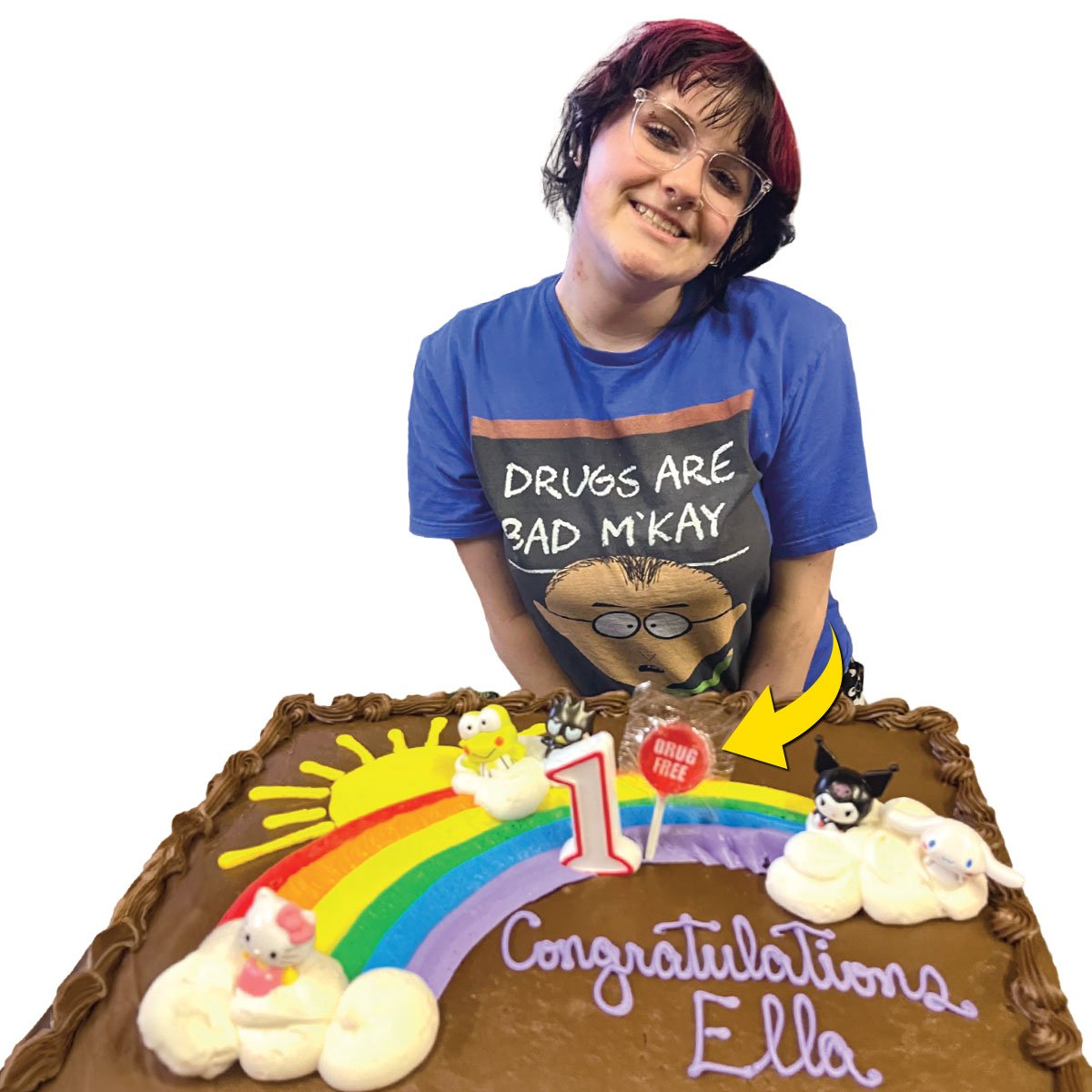 Image of teen with huge cake
