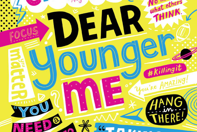 Text that says "dear younger me"