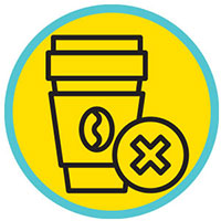 icon of a coffee cup with an x in front of it
