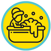 icon of a person taking a bubble bath