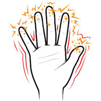 illustration of a hand with sparks coming out of the fingers