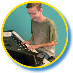 Person playing keyboard